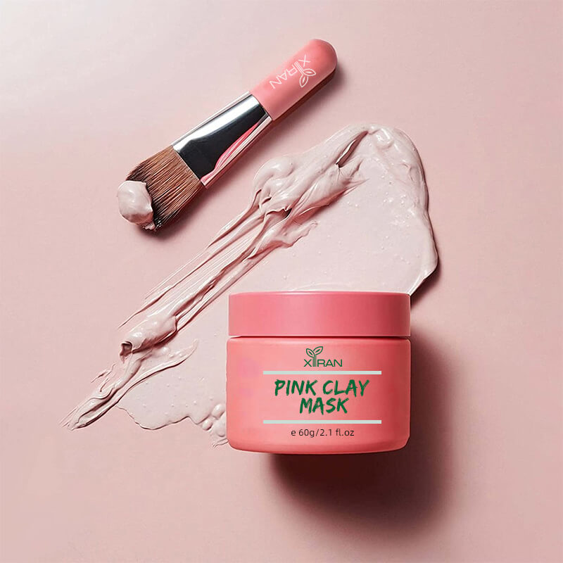 private label brightening anti acne pink clay mask for blackheads, enlarged pores and pigmentation
